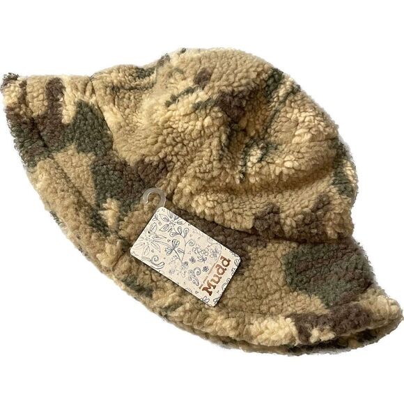 Mudd Light Green Tan Khaki Camouflage Sherpa Bucket Hat NWT - Picture 1 of 3